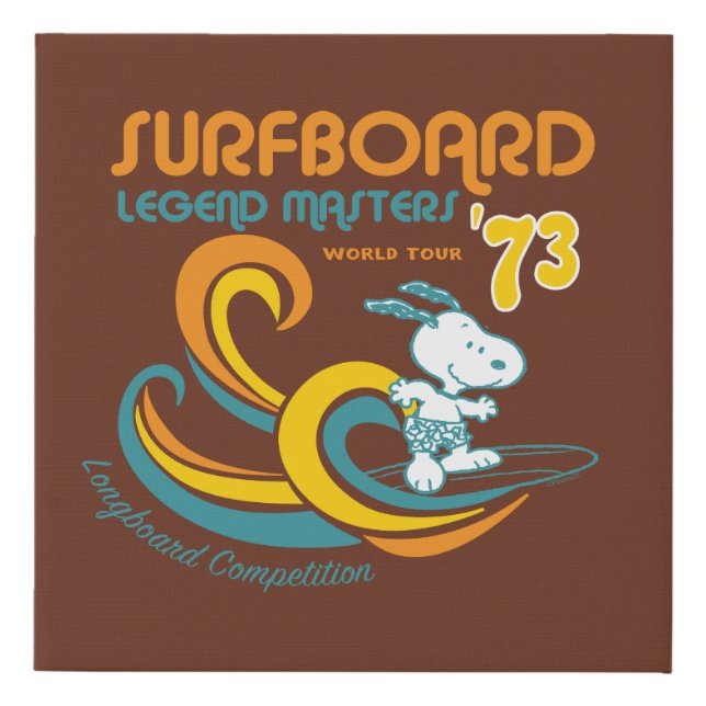 Peanuts | Snoopy Surfboard Longboard Competition Faux Canvas Print (Front)