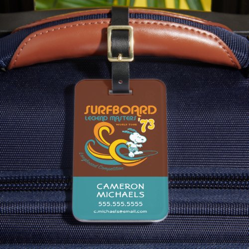 Peanuts  Snoopy Surfboard Longboard Competition Luggage Tag
