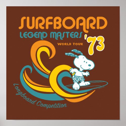 Peanuts  Snoopy Surfboard Longboard Competition Poster