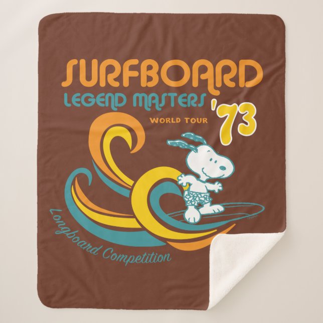 Peanuts | Snoopy Surfboard Longboard Competition Sherpa Blanket (Front)