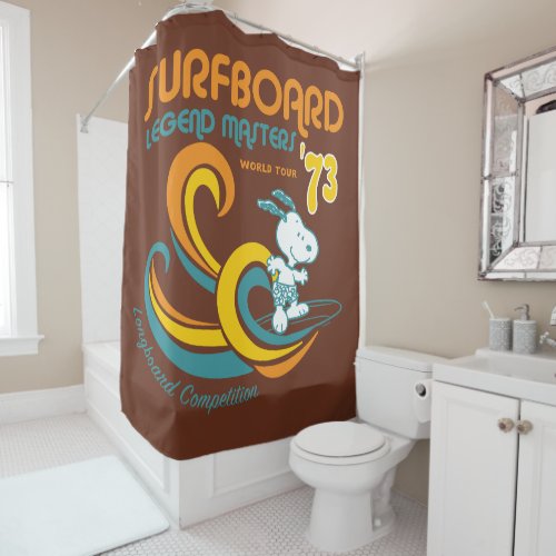 Peanuts  Snoopy Surfboard Longboard Competition Shower Curtain