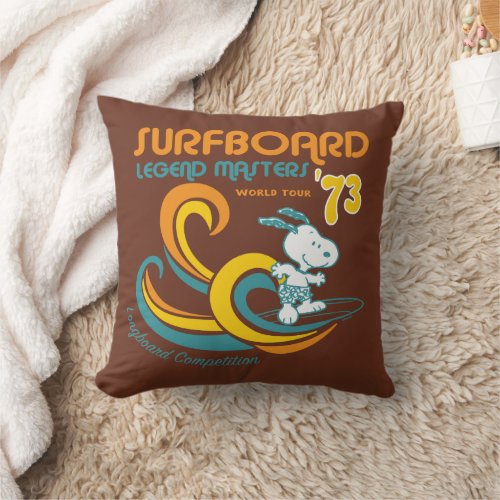 Peanuts  Snoopy Surfboard Longboard Competition Throw Pillow