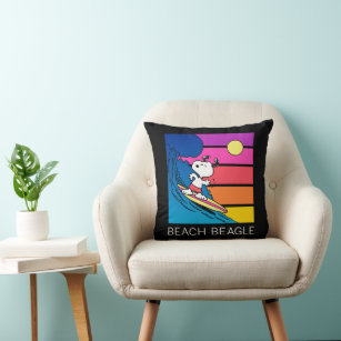 Peanuts   Snoopy Surfing Throw Pillow