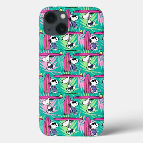 Peanuts  Snoopy Teal Surf Pattern iPhone 13 Case