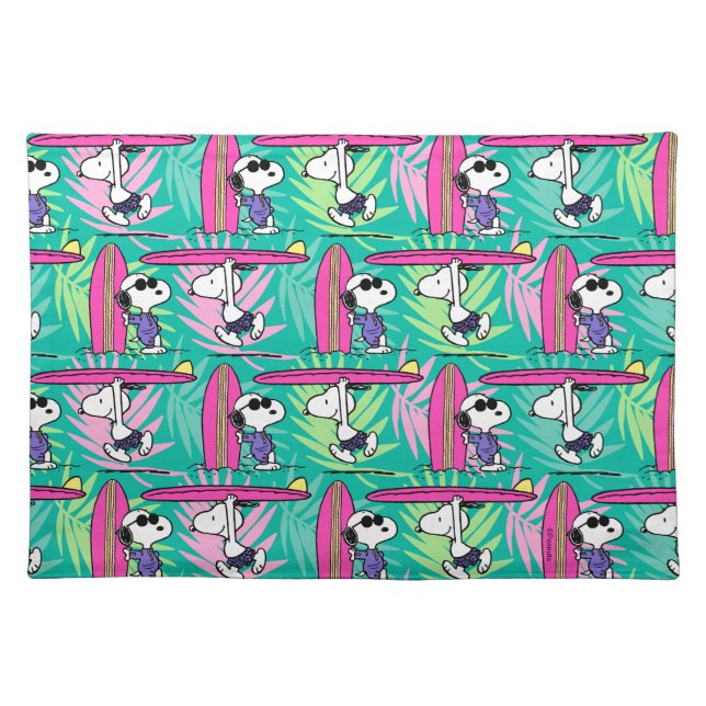 Peanuts | Snoopy Teal Surf Pattern Cloth Placemat (Front)