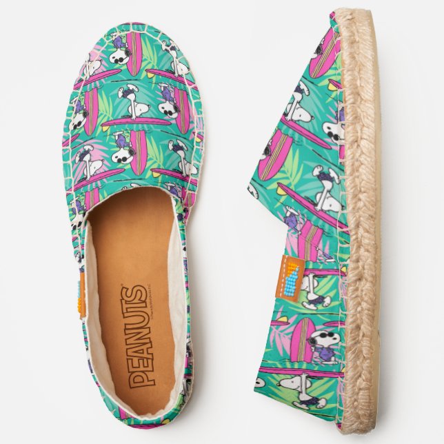 Peanuts | Snoopy Teal Surf Pattern Espadrilles (Side)