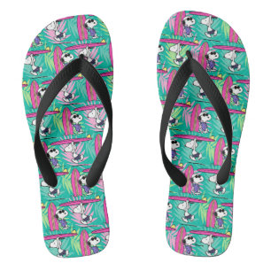 Peanuts Snoopy Teal Surf Pattern Flip Flops