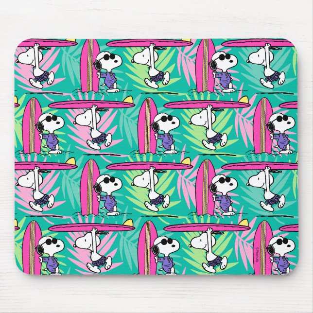 Peanuts | Snoopy Teal Surf Pattern Mouse Pad (Front)