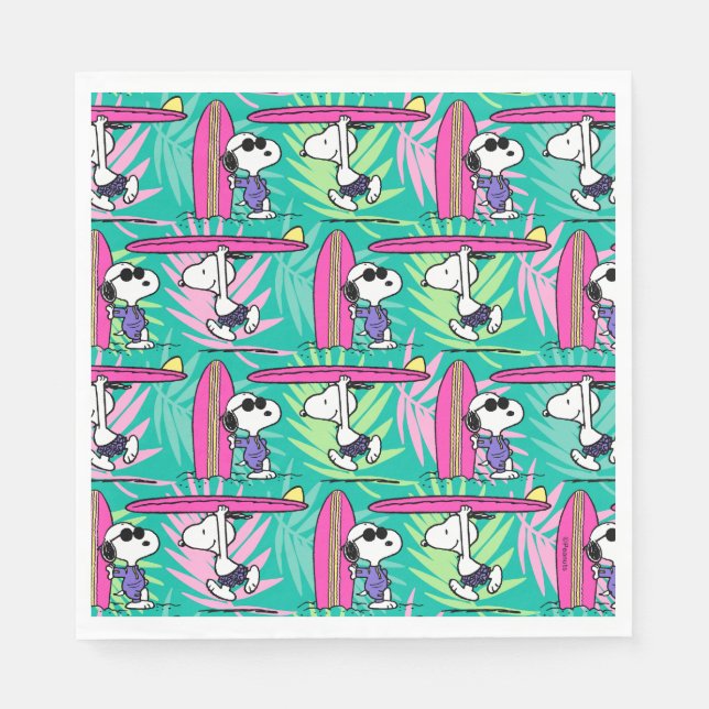 Peanuts | Snoopy Teal Surf Pattern Napkins (Front)