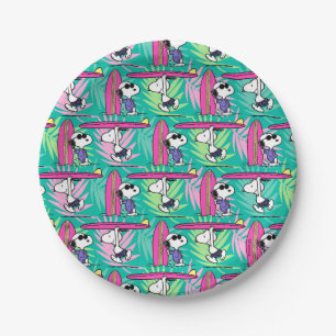 Peanuts   Snoopy Teal Surf Pattern Paper Plates
