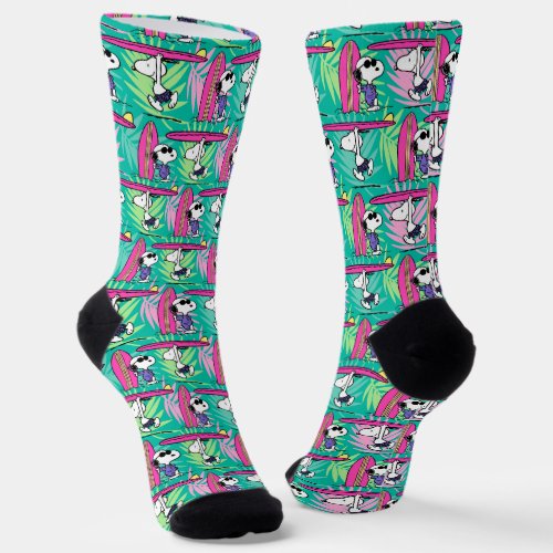 Peanuts  Snoopy Teal Surf Pattern Socks