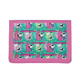 Peanuts Snoopy Teal Surf Pattern Tri-fold Wallet