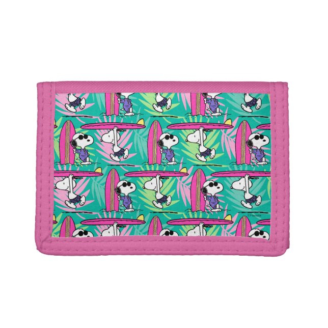 Peanuts | Snoopy Teal Surf Pattern Tri-fold Wallet (Front)