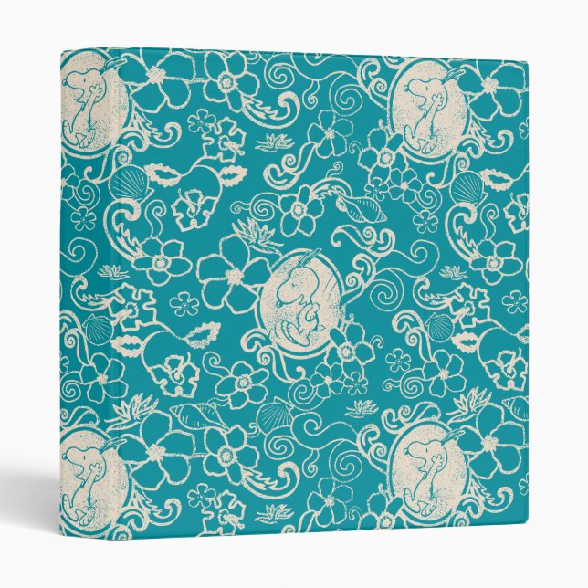 Peanuts | Snoopy Teal Tropical Beach Pattern 3 Ring Binder (Front/Spine)