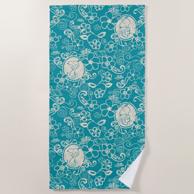 Peanuts | Snoopy Teal Tropical Beach Pattern Beach Towel (Front)
