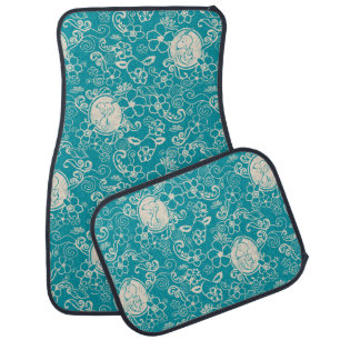 Peanuts Snoopy Teal Tropical Beach Pattern Car Floor Mat