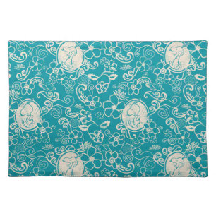 Peanuts   Snoopy Teal Tropical Beach Pattern Cloth Placemat