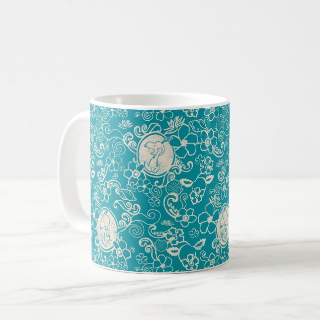Peanuts | Snoopy Teal Tropical Beach Pattern Coffee Mug (Front Left)
