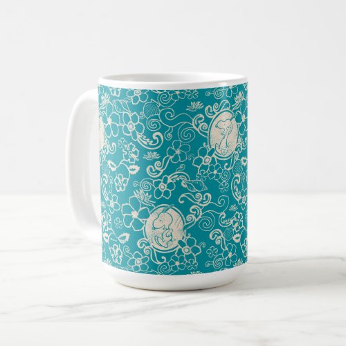 Peanuts  Snoopy Teal Tropical Beach Pattern Coffee Mug