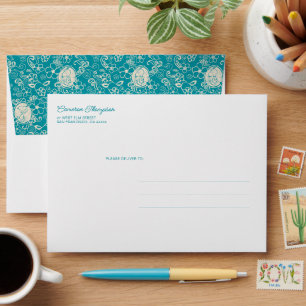 Peanuts Snoopy Teal Tropical Beach Pattern Envelope