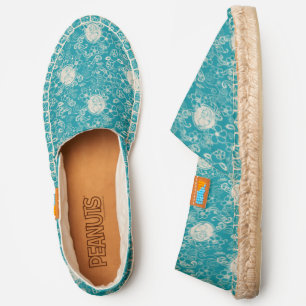 Peanuts Snoopy Teal Tropical Beach Pattern Espadrilles