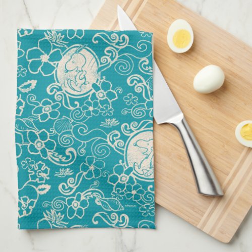 Peanuts  Snoopy Teal Tropical Beach Pattern Kitchen Towel