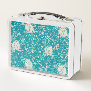Peanuts   Snoopy Teal Tropical Beach Pattern Metal Lunch Box