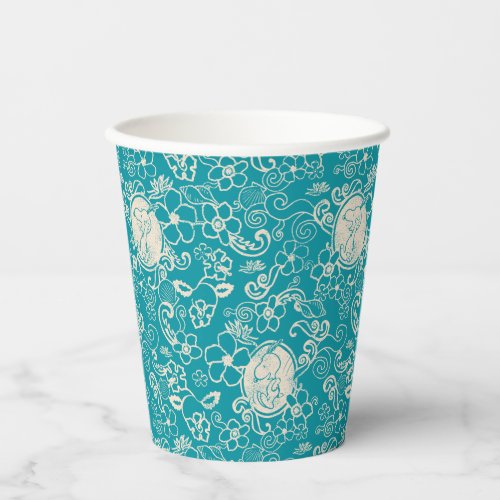 Peanuts  Snoopy Teal Tropical Beach Pattern Paper Cups