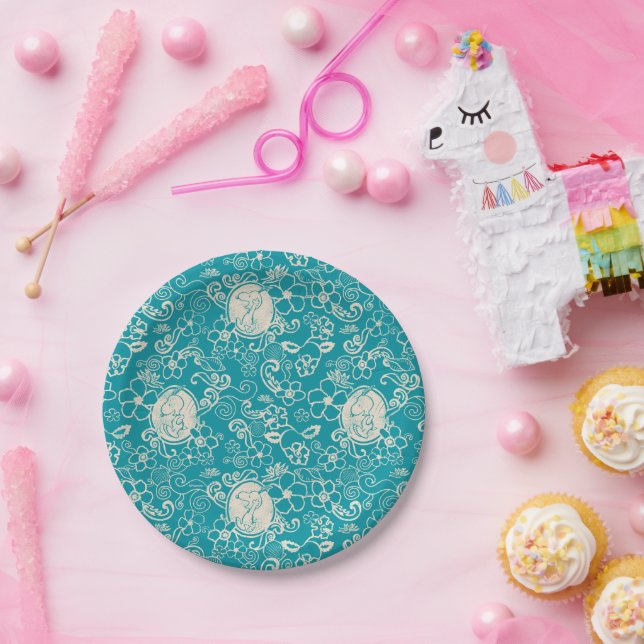 Peanuts | Snoopy Teal Tropical Beach Pattern Paper Plates (Party)
