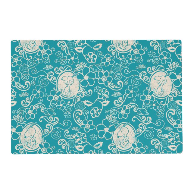 Peanuts | Snoopy Teal Tropical Beach Pattern Placemat (Front)