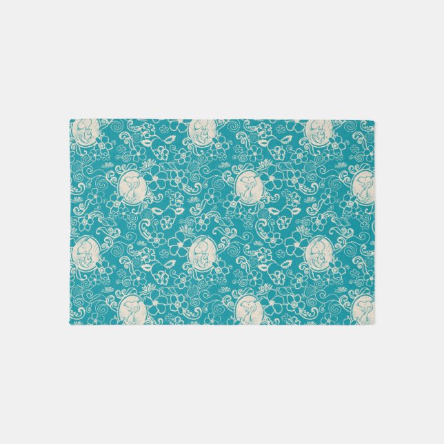 Peanuts | Snoopy Teal Tropical Beach Pattern Rug (Front)