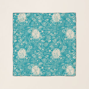 Peanuts Snoopy Teal Tropical Beach Pattern Scarf