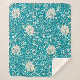 Peanuts Snoopy Teal Tropical Beach Pattern Sherpa Blanket