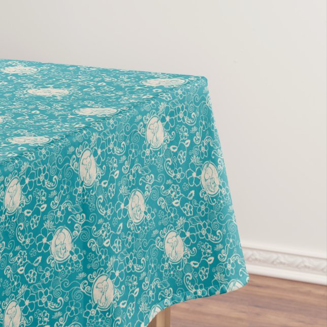 Peanuts | Snoopy Teal Tropical Beach Pattern Tablecloth (In Situ)
