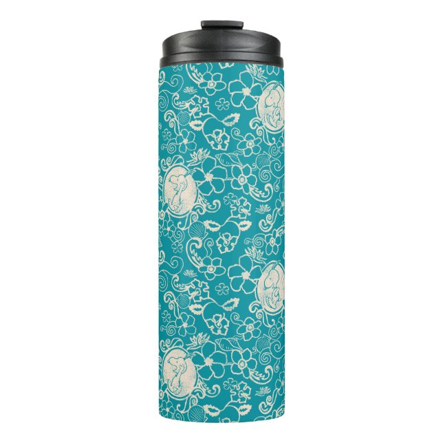 Peanuts | Snoopy Teal Tropical Beach Pattern Thermal Tumbler (Front)