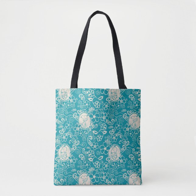 Peanuts | Snoopy Teal Tropical Beach Pattern Tote Bag (Front)