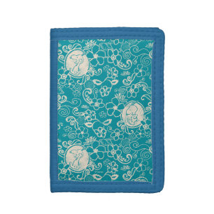 Peanuts   Snoopy Teal Tropical Beach Pattern Trifold Wallet
