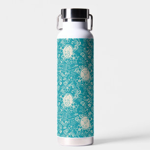 Peanuts Snoopy Teal Tropical Beach Pattern Water Bottle