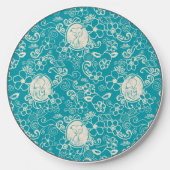 Peanuts | Snoopy Teal Tropical Beach Pattern Wireless Charger (Front)