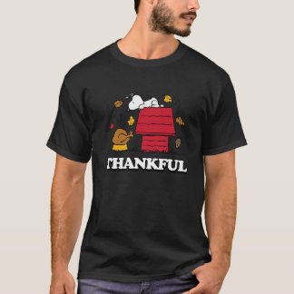 Peanuts Snoopy Thankful Turkey with Fall Leaves Pr T-Shirt