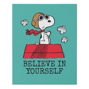 Peanuts   Snoopy the Flying Ace   Add Your Name Faux Canvas Print