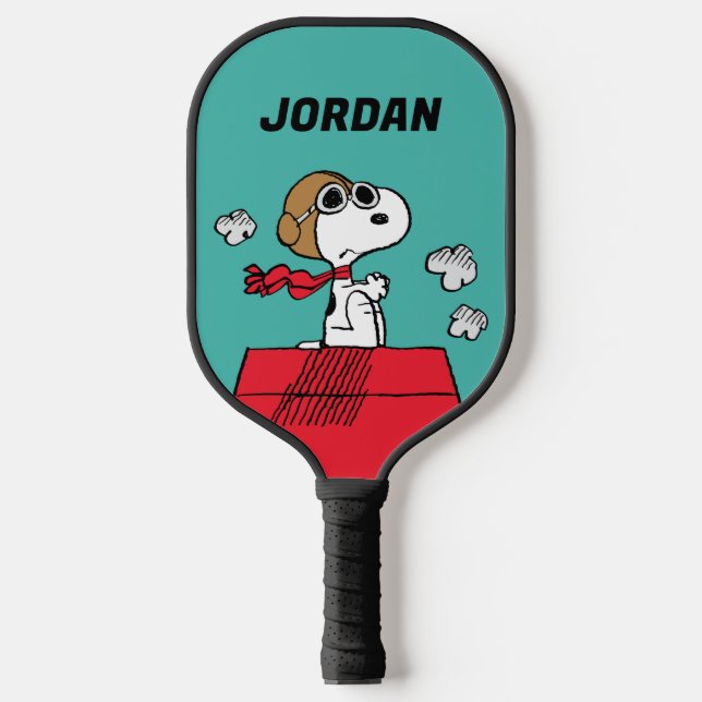 Peanuts | Snoopy the Flying Ace | Add Your Name Pickleball Paddle (Front)