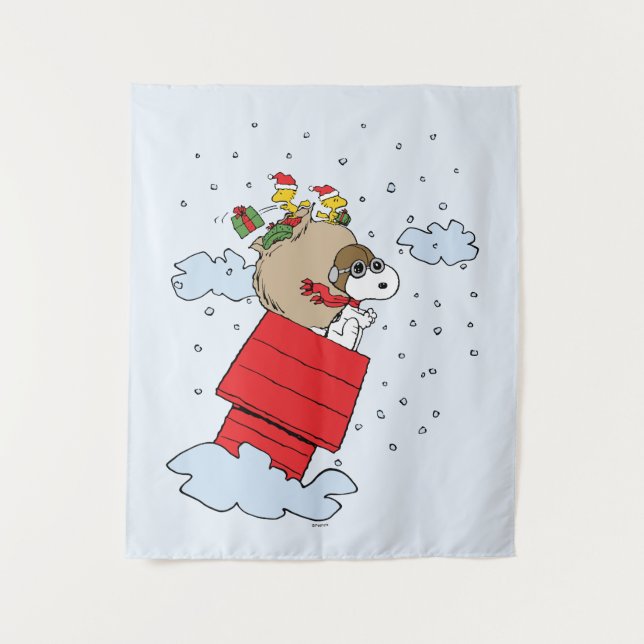 Peanuts | Snoopy the Flying Ace at Christmas Tapestry (Front)