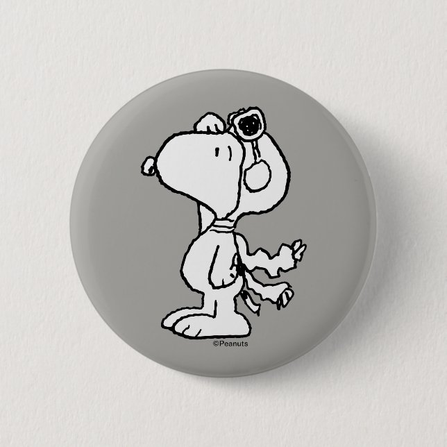 Peanuts | Snoopy the Flying Ace BW Button (Front)