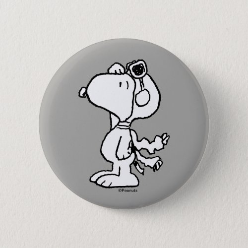 Peanuts  Snoopy the Flying Ace BW Button