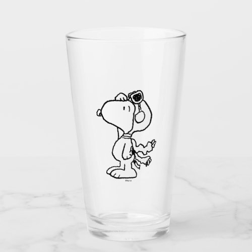 Peanuts  Snoopy the Flying Ace BW Glass