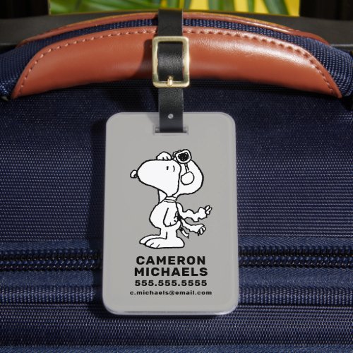 Peanuts  Snoopy the Flying Ace BW Luggage Tag