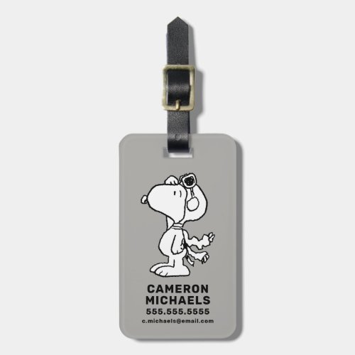 Peanuts  Snoopy the Flying Ace BW Luggage Tag