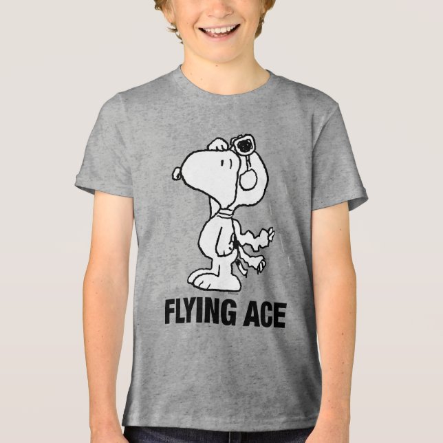 Peanuts | Snoopy the Flying Ace BW Tri-Blend Shirt (Front)