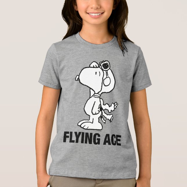 Peanuts | Snoopy the Flying Ace BW Tri-Blend Shirt (Front)
